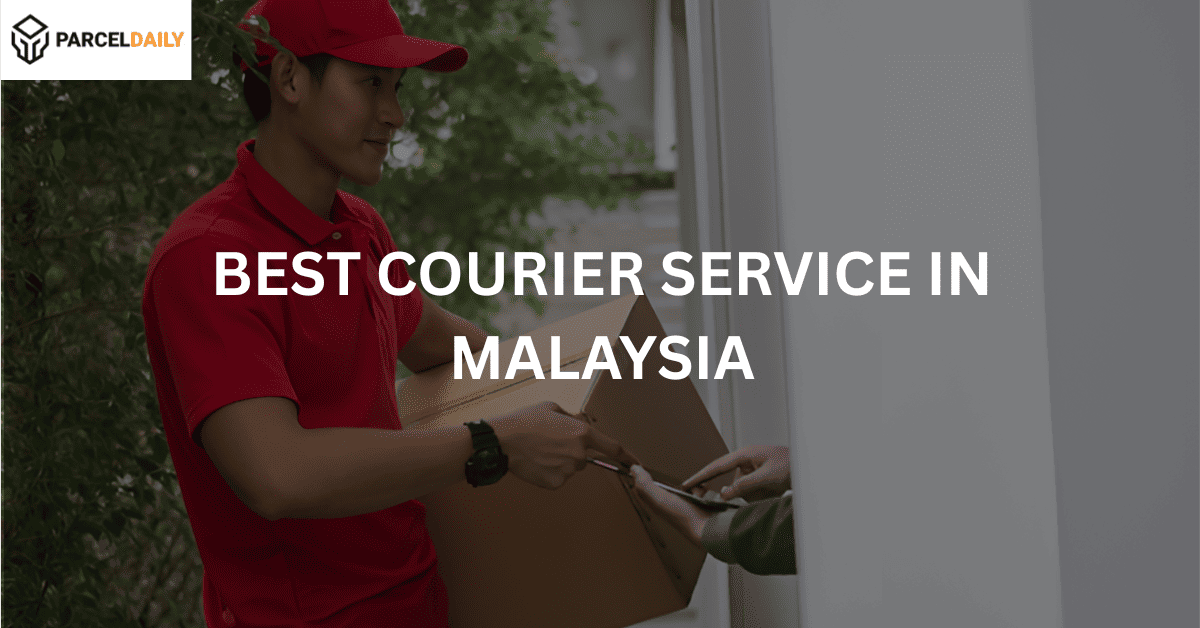 malaysian courier delivering a package to a woman